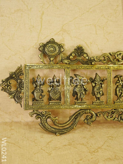 Brass Dasavathar Wall Hanging (Single Frame) - Brown Antique Finish - WL0241