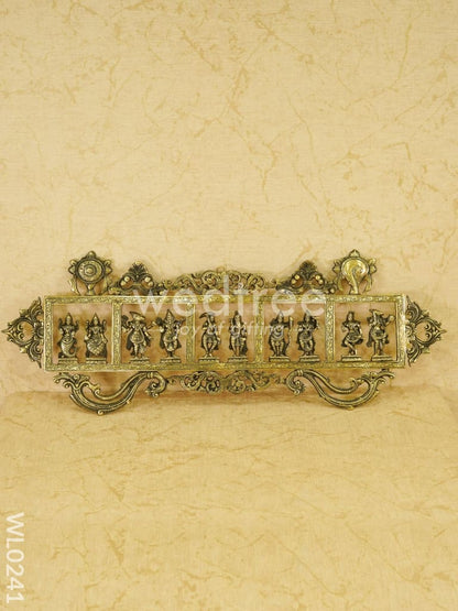 Brass Dasavathar Wall Hanging (Single Frame) - Brown Antique Finish - WL0241