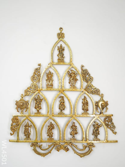Brass Dasavatharam Frame with Shank Chakra - WL4501