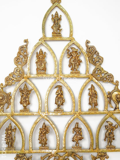 Brass Dasavatharam Frame with Shank Chakra - WL4501