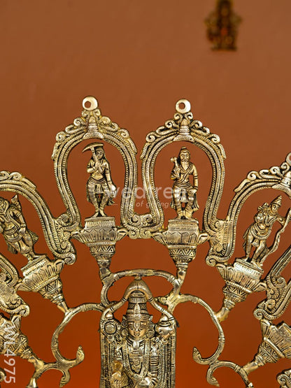 Brass Dasavatharam With Balaji and Shank-Chakra Wall Hanging - WL4975