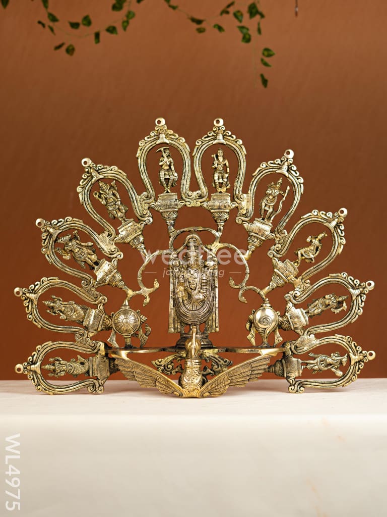 Brass Dasavatharam With Balaji and Shank-Chakra Wall Hanging - WL4975