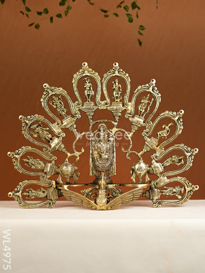 Brass Dasavatharam With Balaji and Shank-Chakra Wall Hanging - WL4975