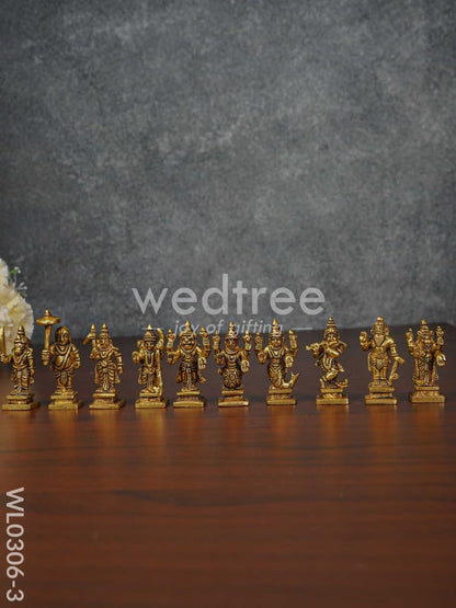 Brass Dashavathar Idols (Brown Antique Finish) - 2.3 inch - WL0306-3