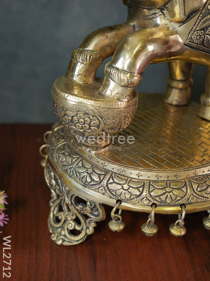 Brass Decorative Elephant 5 Face Diya with Bells - WL2712