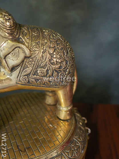 Brass Decorative Elephant 5 Face Diya with Bells - WL2712