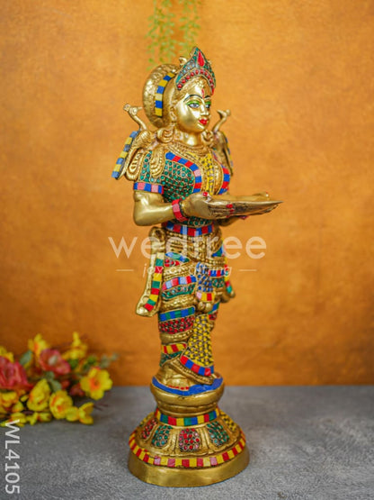 Brass Deep Lakshmi with Stone Work - WL4105