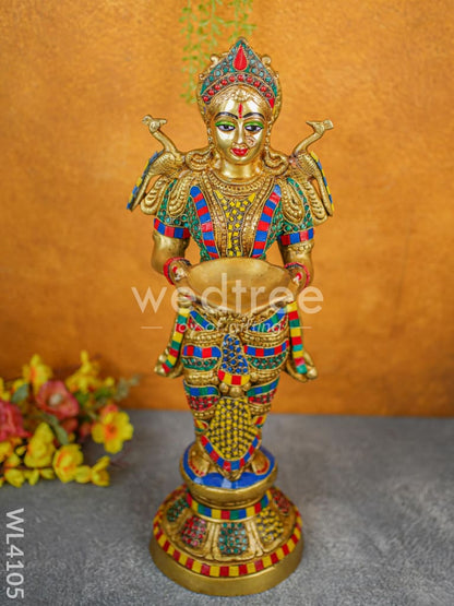 Brass Deep Lakshmi with Stone Work - WL4105