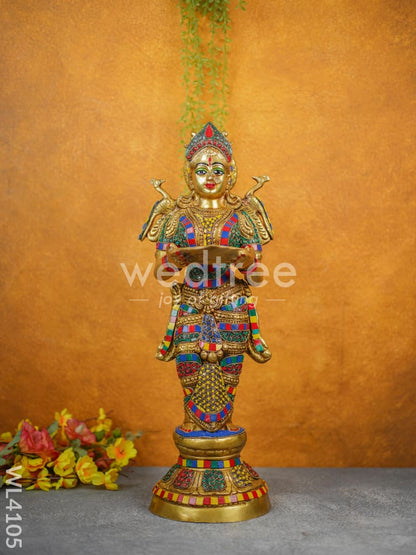 Brass Deep Lakshmi with Stone Work - WL4105