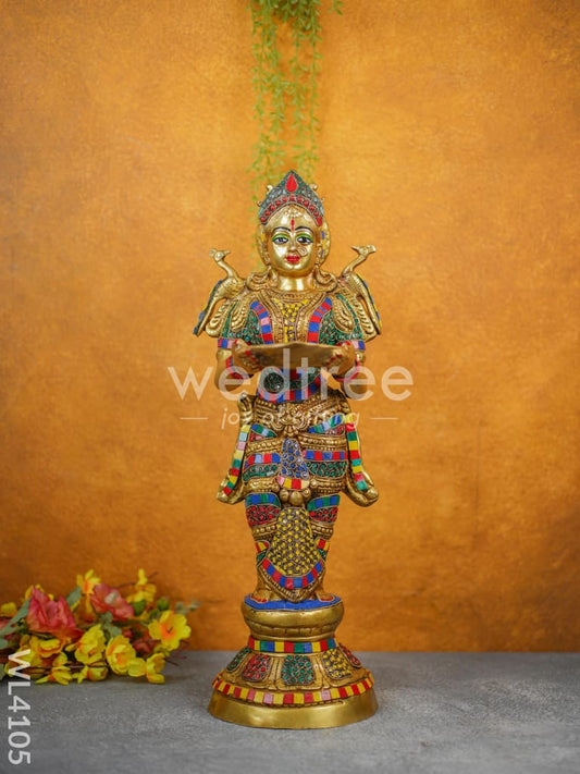 Brass Deep Lakshmi with Stone Work - WL4105