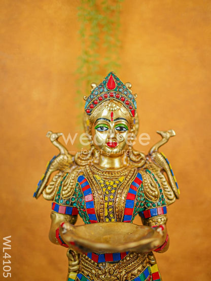 Brass Deep Lakshmi with Stone Work - WL4105