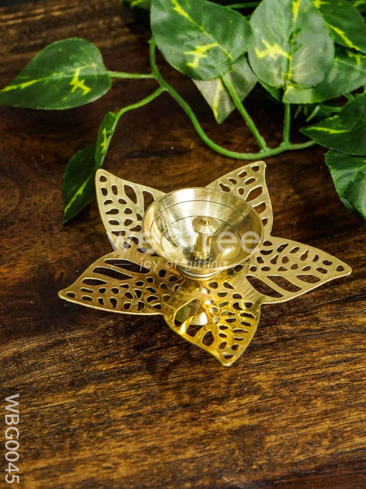 Brass Diya with Five Brass Leaves - WBG0045