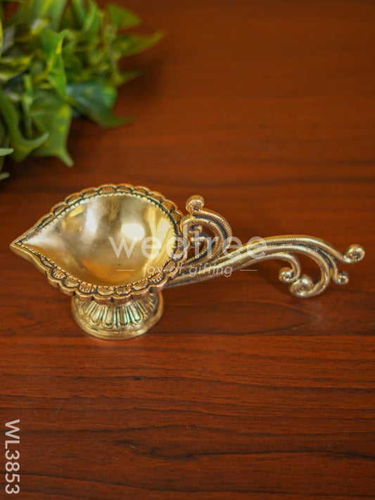 Brass Diya with Handle (Superfine Finish) - WL3853