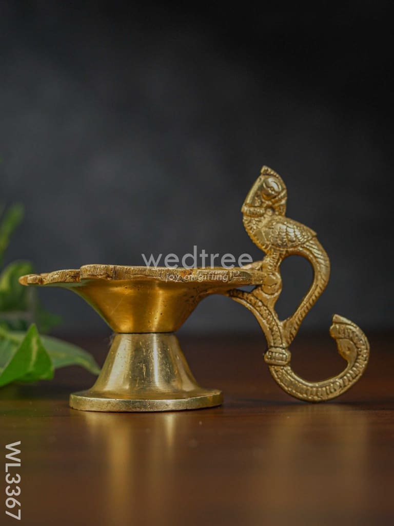 Brass Diya with Parrot Handle ( Brown Antique Finish ) - WL3367