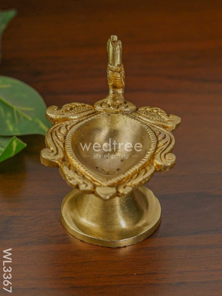 Brass Diya with Parrot Handle ( Brown Antique Finish ) - WL3367