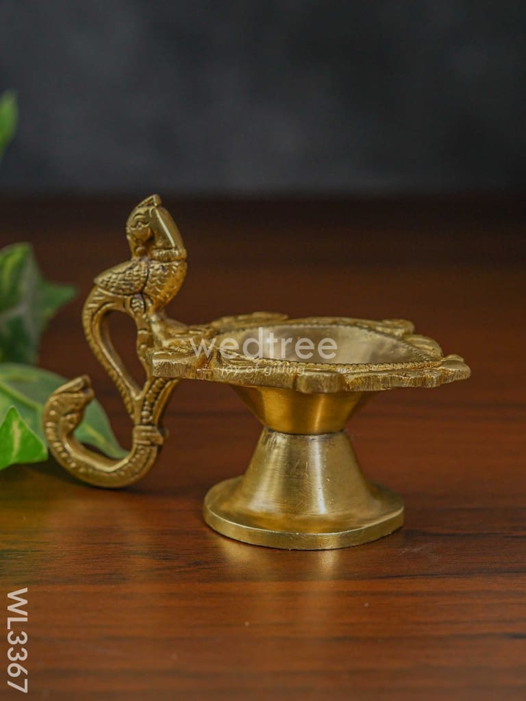 Brass Diya with Parrot Handle ( Brown Antique Finish ) - WL3367