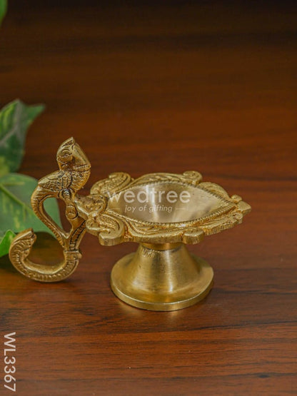 Brass Diya with Parrot Handle ( Brown Antique Finish ) - WL3367