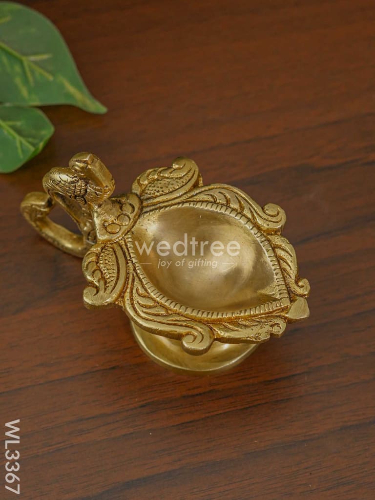 Brass Diya with Parrot Handle ( Brown Antique Finish ) - WL3367