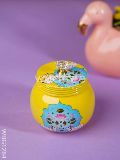 Brass Dry Fruit Jar with Pichwai Prints - WBG1284
