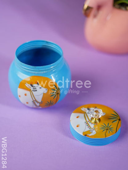 Brass Dry Fruit Jar with Pichwai Prints - WBG1284