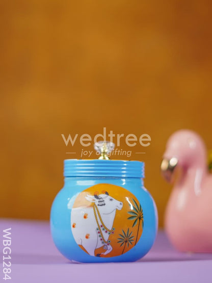 Brass Dry Fruit Jar with Pichwai Prints - WBG1284