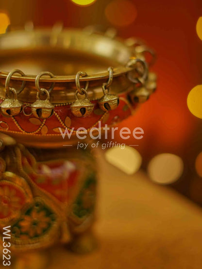 Brass Elephant Urli with Meenakari Finish - WL3623
