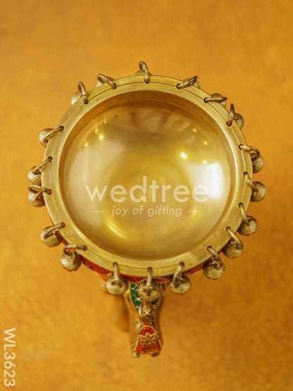 Brass Elephant Urli with Meenakari Finish - WL3623