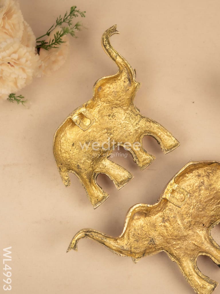 Brass Elephant Wall Hanging - Set of 2  - Antique - WL4993