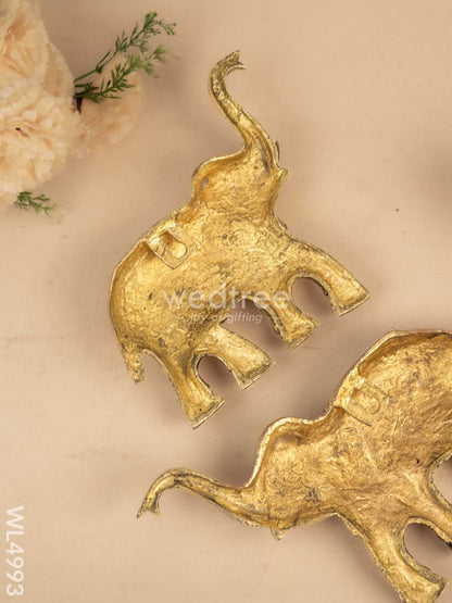 Brass Elephant Wall Hanging - Set of 2  - Antique - WL4993