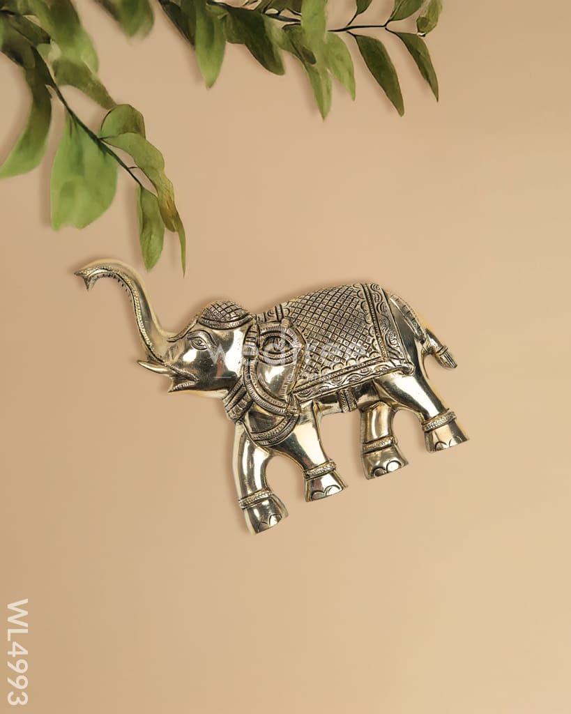 Brass Elephant Wall Hanging - Set of 2  - Antique - WL4993-1