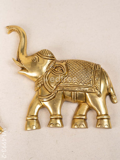 Brass Elephant Wall Hanging - Set of 2  - Gold- WL4993-2