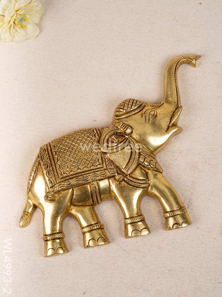 Brass Elephant Wall Hanging - Set of 2  - Gold- WL4993-2