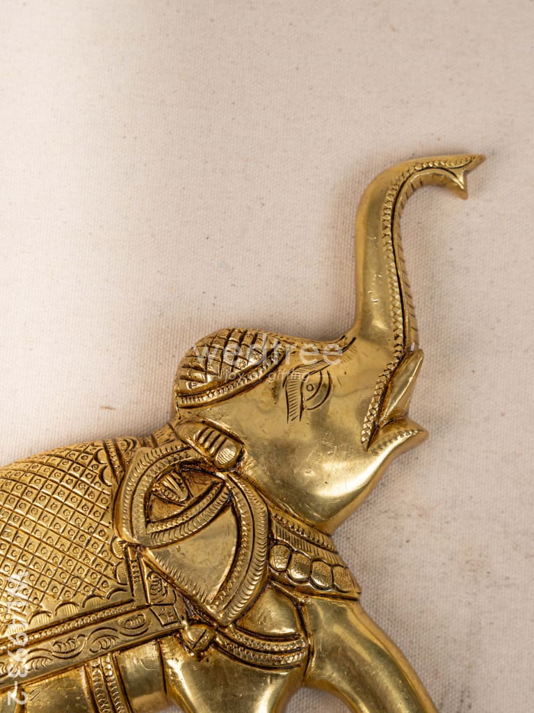 Brass Elephant Wall Hanging - Set of 2  - Gold- WL4993-2