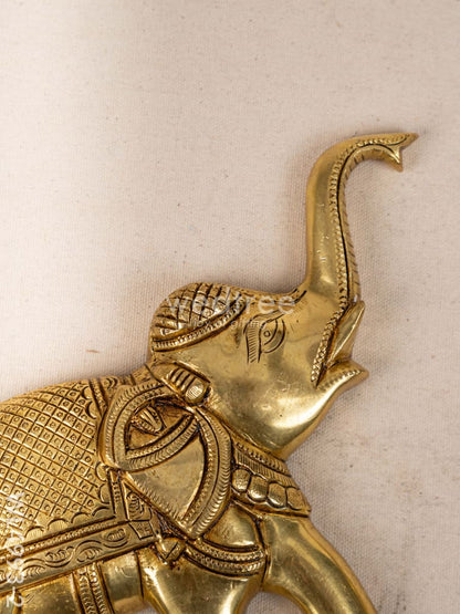 Brass Elephant Wall Hanging - Set of 2  - Gold- WL4993-2