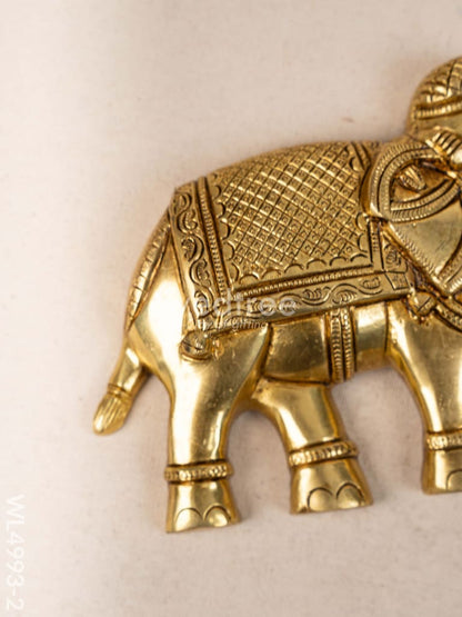 Brass Elephant Wall Hanging - Set of 2  - Gold- WL4993-2