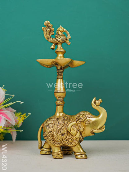 Brass Elephant With Annapakshi Diya - WL4320