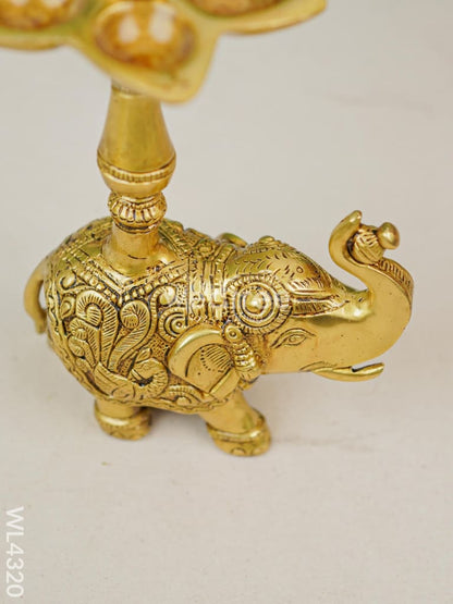Brass Elephant With Annapakshi Diya - WL4320