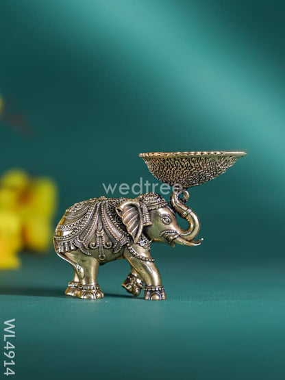 Brass Elephant with Diya - Set of 2 - WL4914