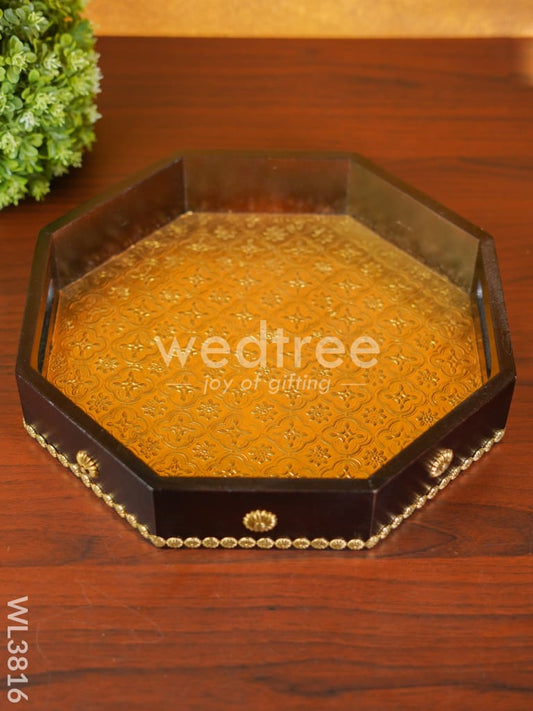 Brass Fitted Hexagon Shaped Tray - 13 inch - WL3816