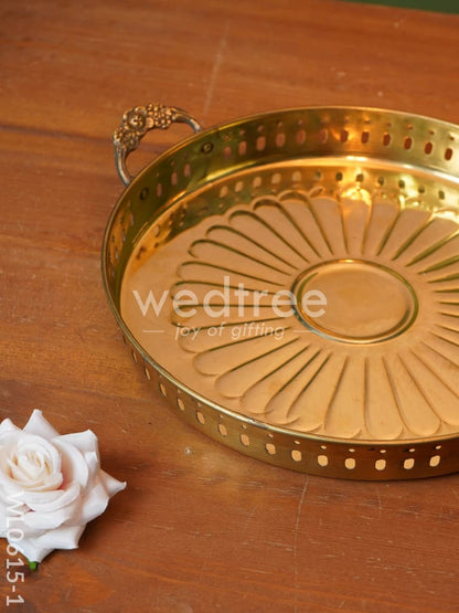 Brass Floral Designed Tray - WL0615