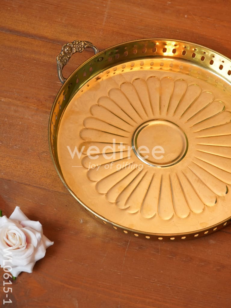 Brass Floral Designed Tray - WL0615