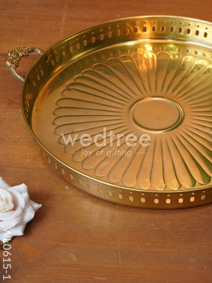 Brass Floral Designed Tray - WL0615
