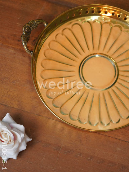 Brass Floral Designed Tray - WL0615