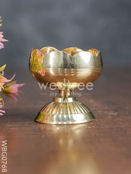 Brass Flower Diya with Stand (small) - WBG0768
