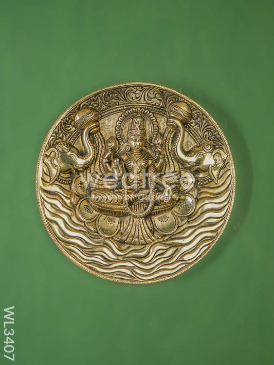 Brass Gaja Lakshmi Plate Wall Hanging - WL3407