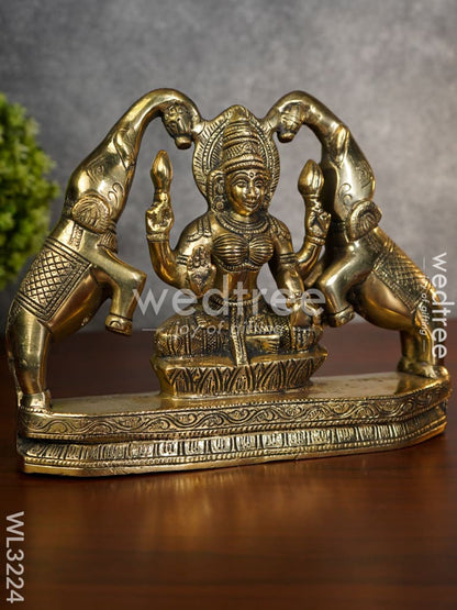 Brass Gajalakshmi with Elephant in Antique Finish - WL3224