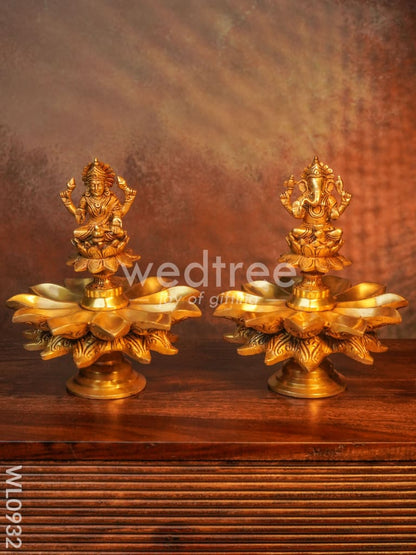 Brass Ganesh-Lakshmi Diya - WL0932