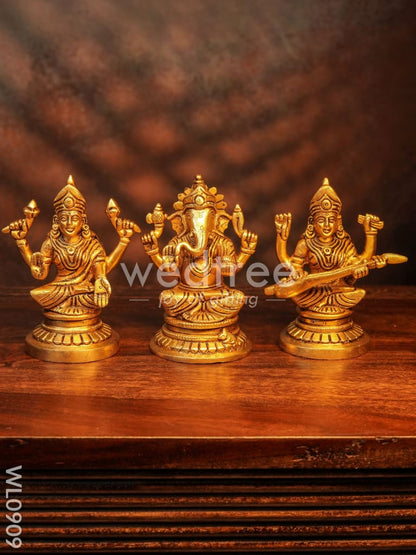Brass Ganesh-Lakshmi-Saraswathi Idols - WL0909