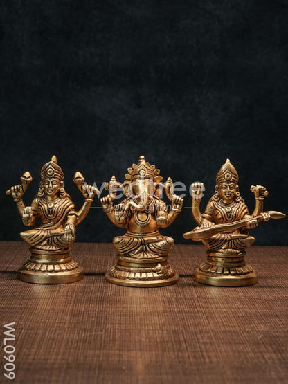 Brass Ganesh-Lakshmi-Saraswathi Idols - WL0909
