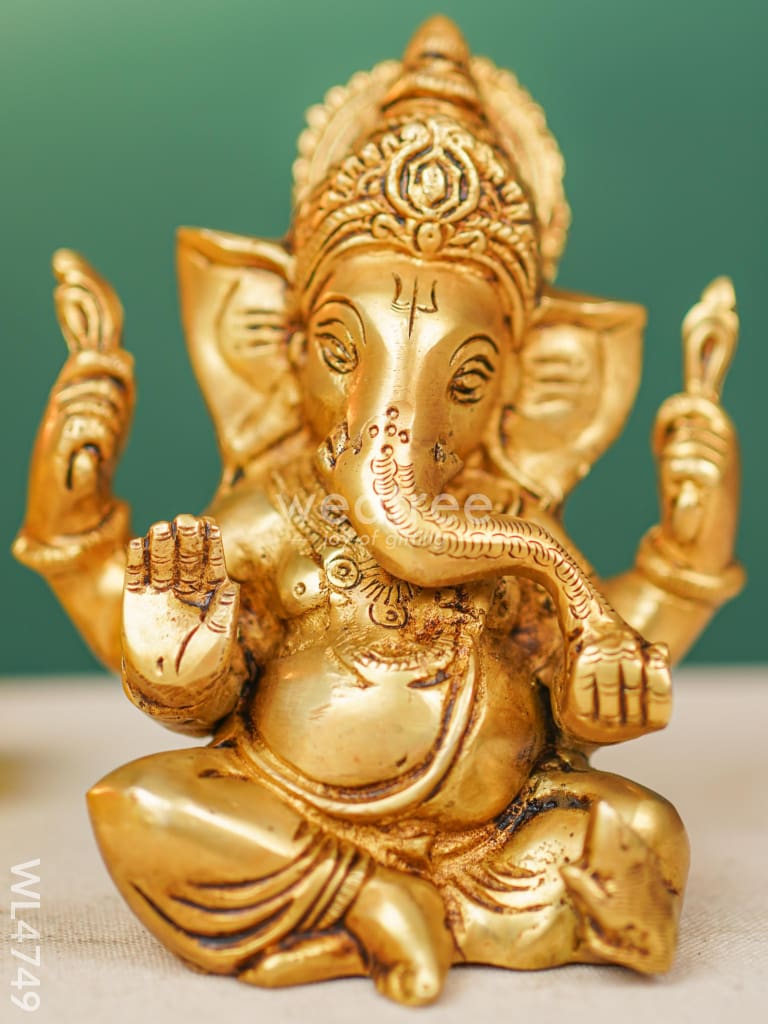 Brass Ganesha Idol - 5 inch - WL4749